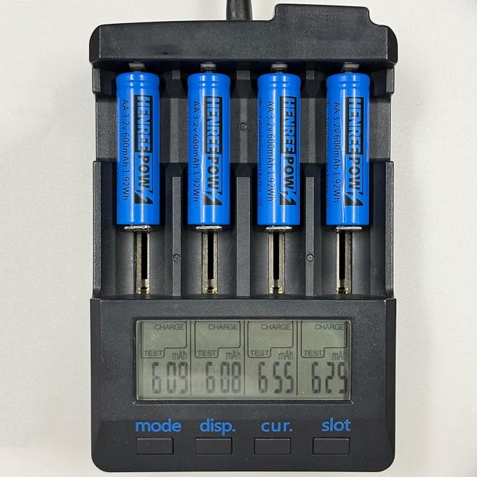 Henreepow AA 3.2v Solar Rechargeable Batteries, LiFePo4 Double A 600mAh 3.2v