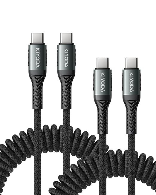 USB C Cable for Car 3FT/6FT, Coiled USB C to USB C Cable Fast Charging 66W