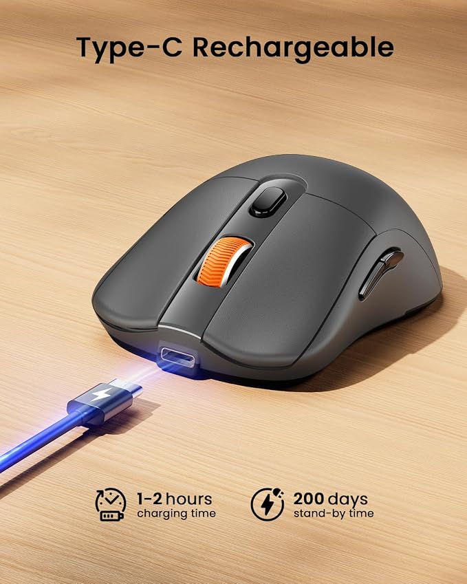 ProtoArc Bluetooth Wireless Mouse, USB C Mouse, EM15 Rechargeable Compact