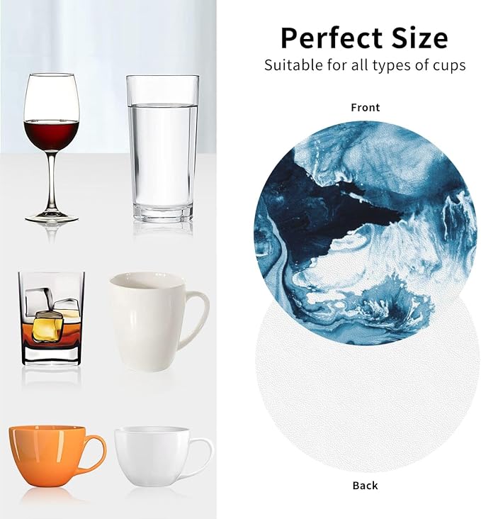 Blue Ocean Marble Coasters Set of 6 Coasters