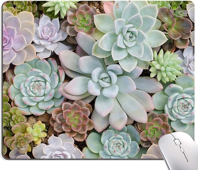 Cute Succulents Mouse Pad, Natural Plants Mousepad