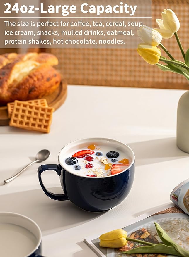 Teocera Porcelain Coffee Mugs, Soup Mugs Bowls