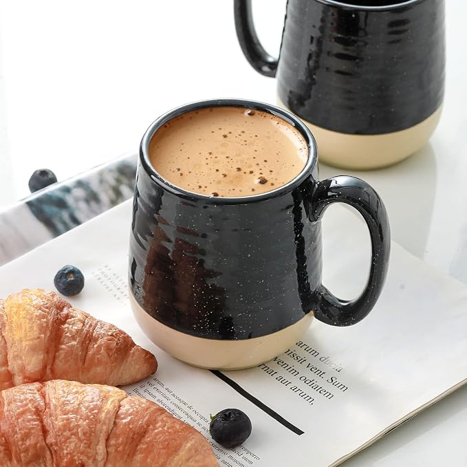 HASENSE Coffee Mugs Set of 4, 15 Ounce Ceramic Coffee Cups