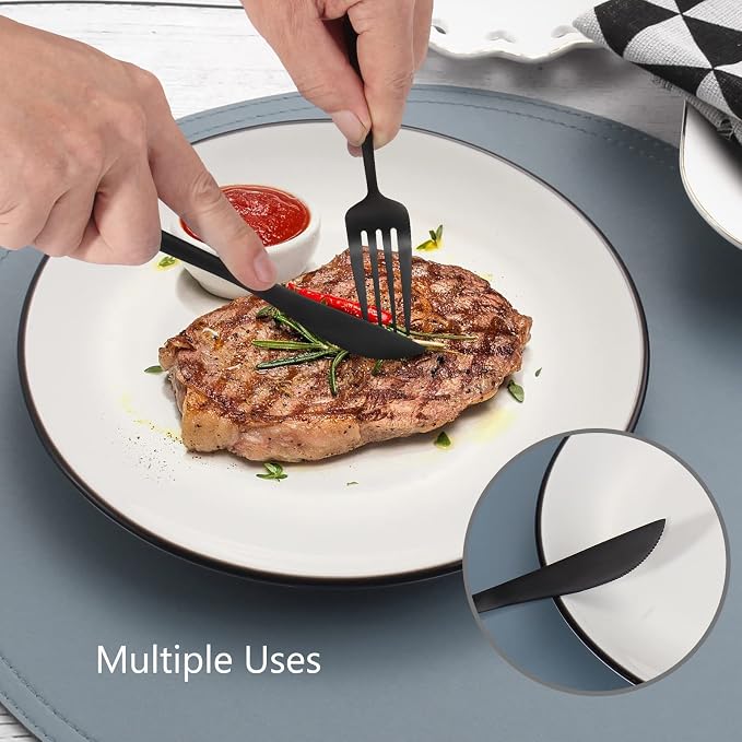 Matte Black Silverware Set, VANVRO 40-Piece Stainless Steel Flatware Set
