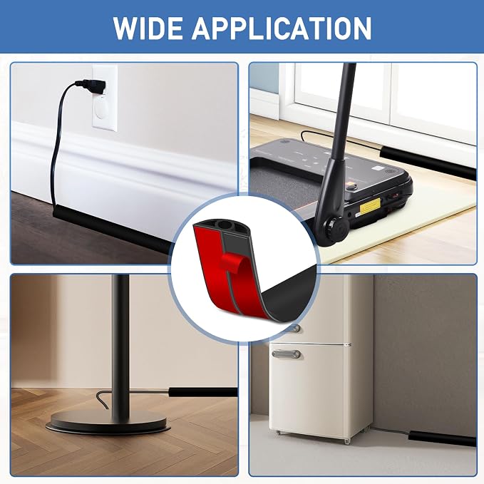 Floor Cord Cover Self Adhesive Cord Hider Floor Extension Cord Covers