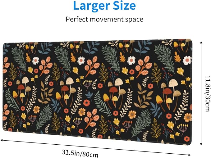 Gaming Mouse Pad Floral Desk Mat, Botanical Mouse Pad, Vintage Desk Mat