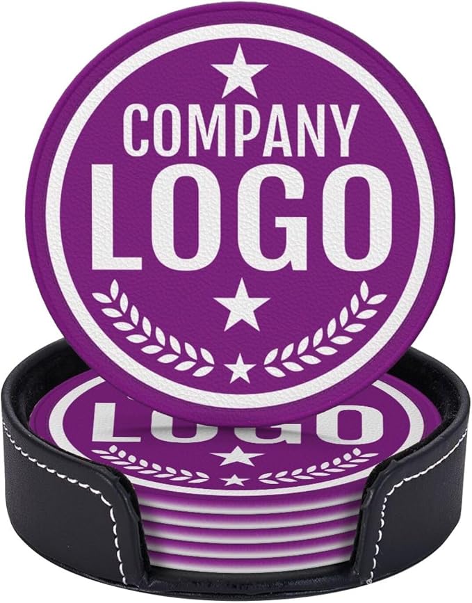 Custom Leather Coasters with Logo
