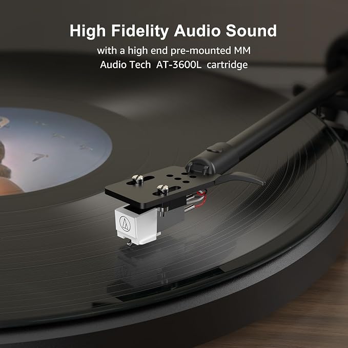 Vinyl Record Player Built in HiFi Stereo Speakers BT Wireless Input Belt Drive