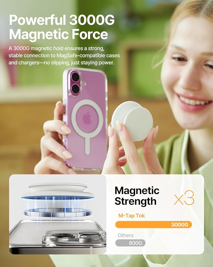Sinjimoru for MagSafe Phone Grip, Soft Silicone Magnetic Finger Grip for iPhone