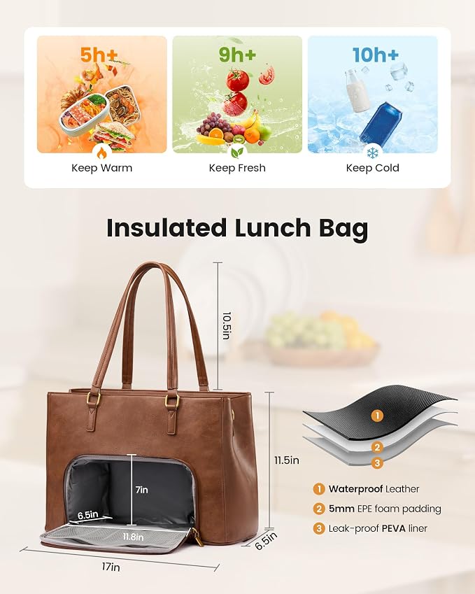 LOVEVOOK Lunch Bag for Women, Work Laptop Tote Bag