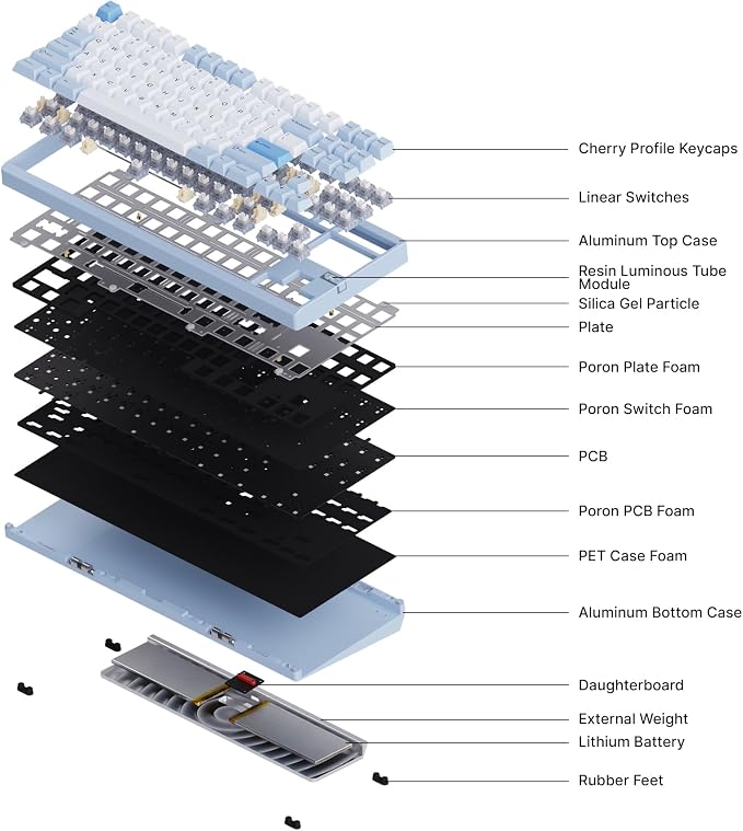 Chilkey ND TKL Aluminum Mechanical Keyboard, 87 Keys Tenkeyless Wireless Gaming
