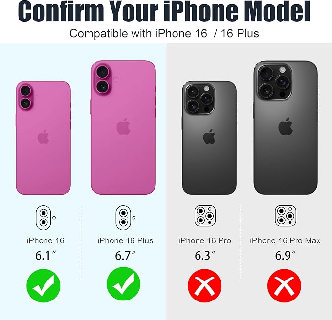 AGVEE 3+3 6 Pack for iPhone 16 6.1" / 16 Plus 6.7" Camera Lens Cover Protector