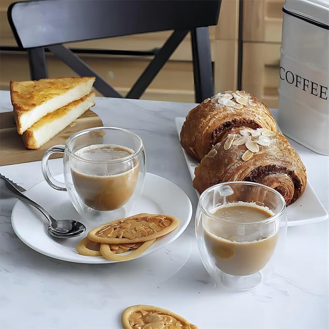 Espresso Cups Set Of 2, Double Walled Glass Coffee Mugs