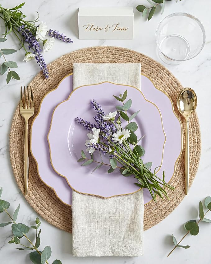 bUCLA 180PCS Purple Plastic Plates