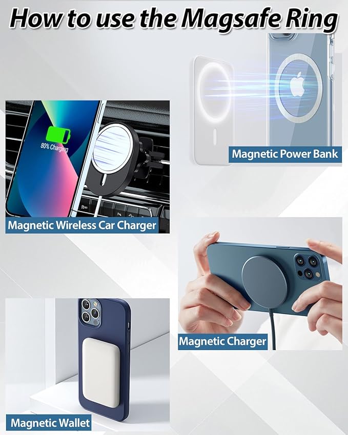 Metal Rings, Ultra-Thin for MagSafe Sticker, Magnetic Adapter, Phone