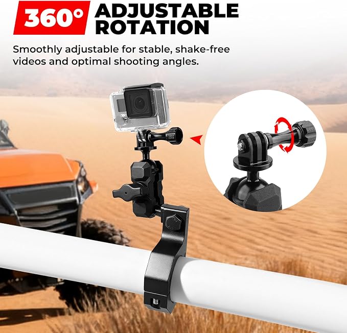 Jerbor Aluminum UTV ATV Camera Mount Holder 360° Compatible