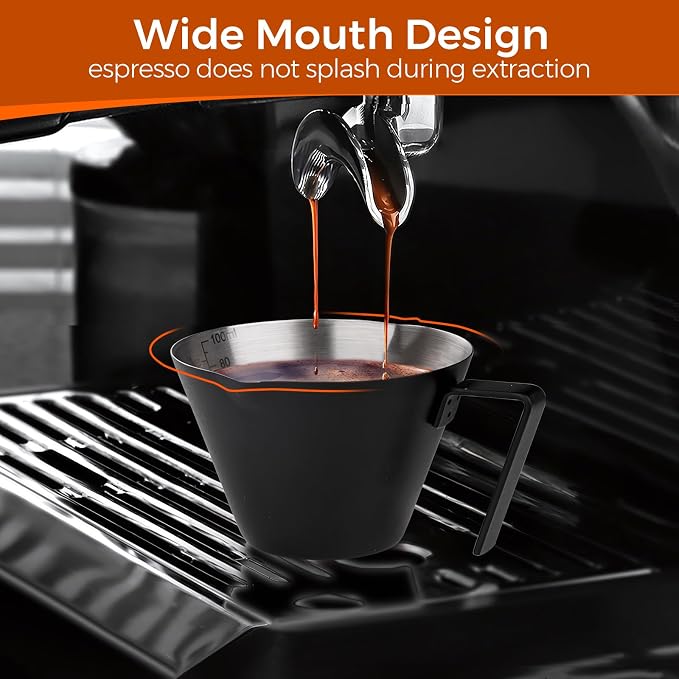 YARRAMATE Stainless Steel Espresso Shot Cup, 3.4oz | Heat Insulated Grip