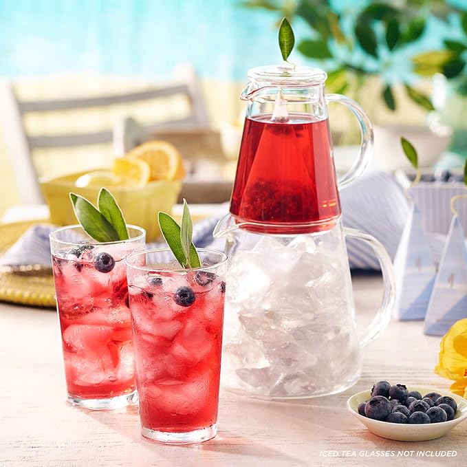 Tea Forte Tea Over Ice Steeping Pitcher Set, 2 Piece | Steeping Lidded Pitchers
