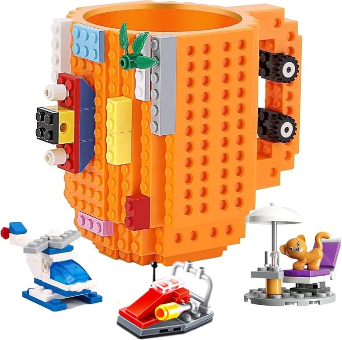 DEEXITO Build on Brick Coffee Mugs, Creative DIY Kids Party Cups