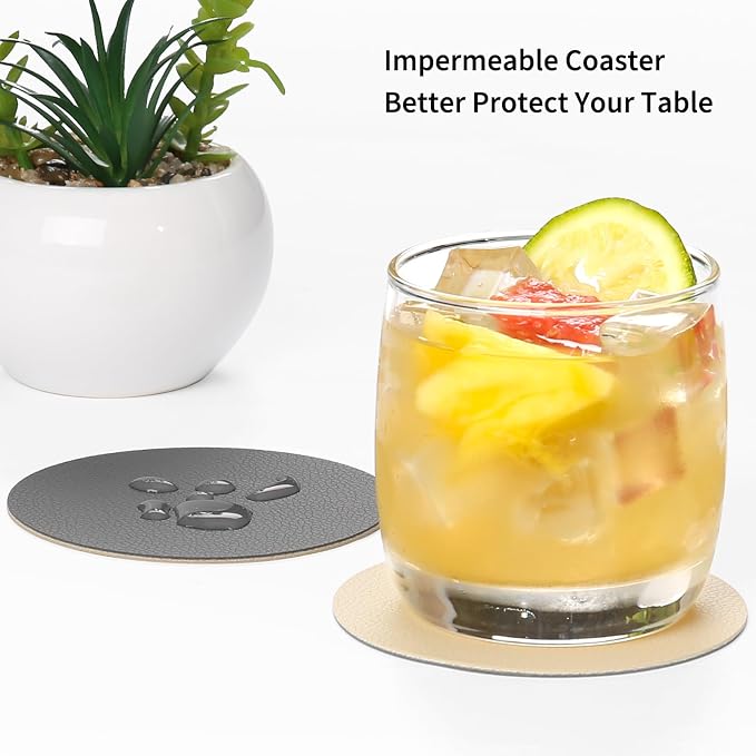 Faux Leather Drink Coasters