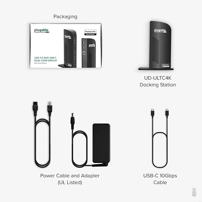Plugable 13-in-1 USB C Docking Station 4K Triple Monitor