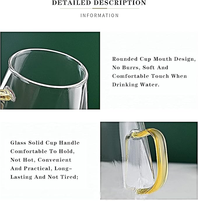 AEFPOYMXU 4pcs Crystal Clear Glass Coffee Cups Set