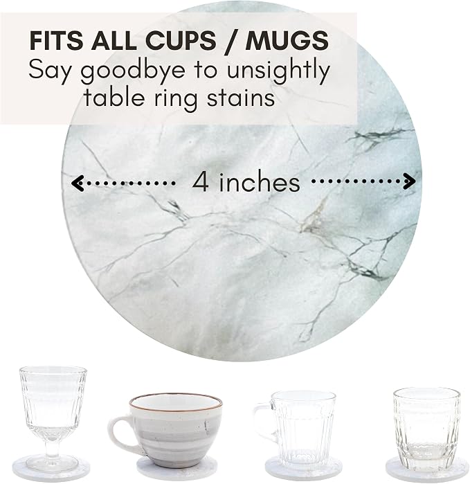 Ceramic Marble Coasters Set of 6, Absorbent Drink Coasters