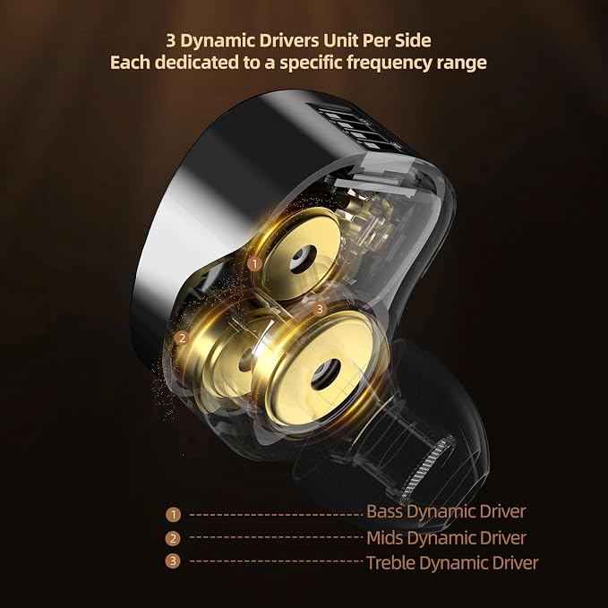 KZ Vader Pro in-Ear Monitors Gaming Earbuds, Triple Dynamic Driver IEM