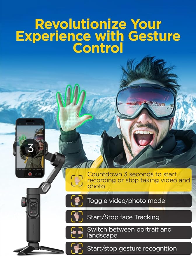 Gimbal Stabilizer for Smartphone, iPhone Gimbal w/Focus Wheel Face/Object