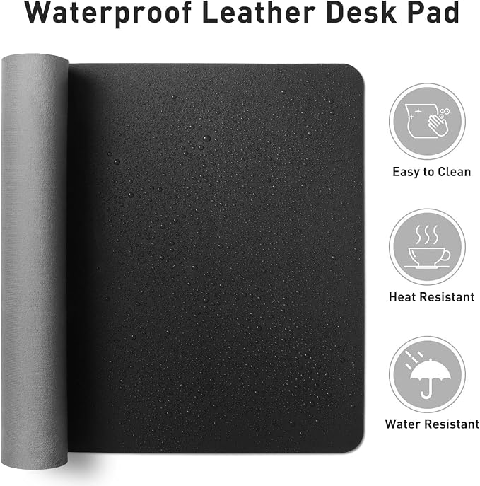 Aothia Leather Desk Pad Protector, Mouse Pad, Office Desk Mat, Non-Slip PU