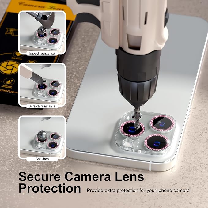 beuxece for 6 Pack iPhone 15 Pro/iPhone 15 Pro Max Camera Lens Protector 9H