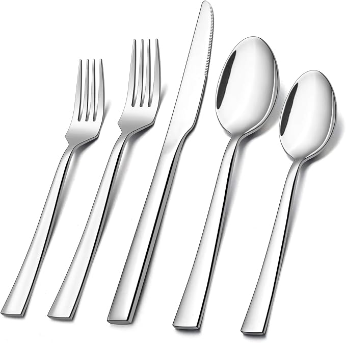 40-Piece Silverware Set, E-far Stainless Steel Flatware Set Service