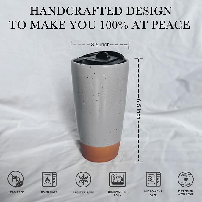 Mora Double Wall Ceramic Coffee Travel Mug