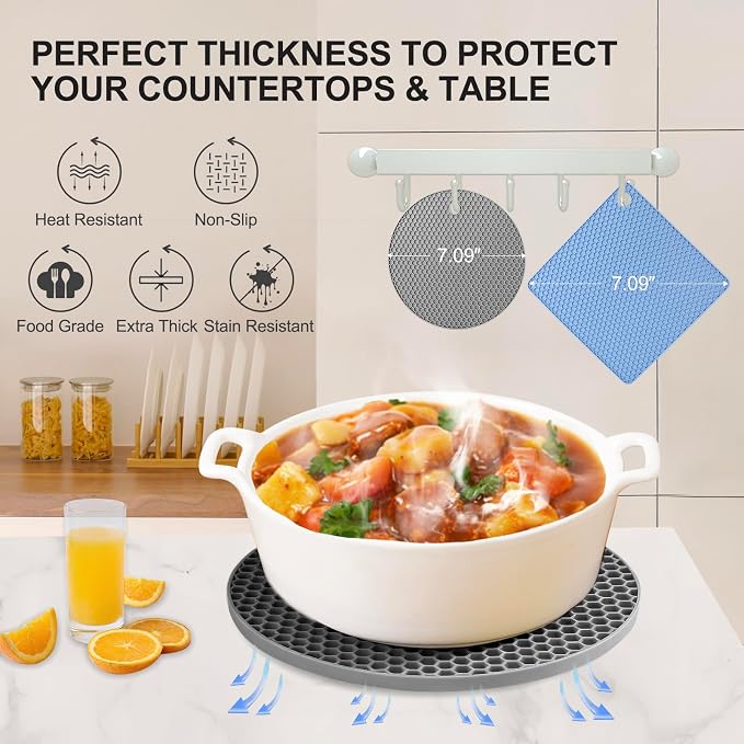 4 PCS Heat Resistant Silicone Trivet Mat