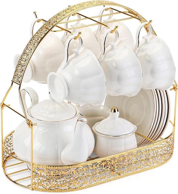 CHENP.HMC Tea Set 22-Piece Porcelain Ceramic Coffee | Tea Gift Sets Cups Saucer