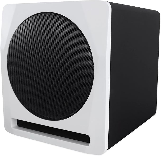 Rockville APM10W Active Studio Subwoofer in White, MDF Wood, RCA/XLR/Optical