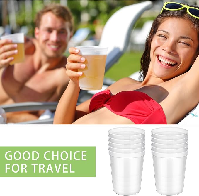 Yungyan 200 Pack 16 oz Stadium Cups Reusable Plastic Cups Blank Drink Stadium