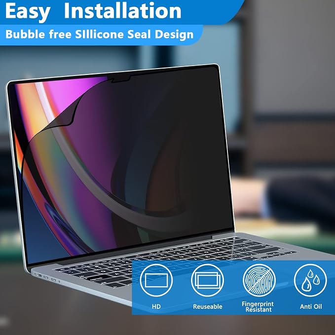 Privacy Screen Protector for MacBook Pro 14 Inch 2021-2024, Removable Privacy