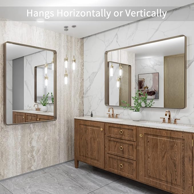 40”X32” Bronze Bathroom Mirrors