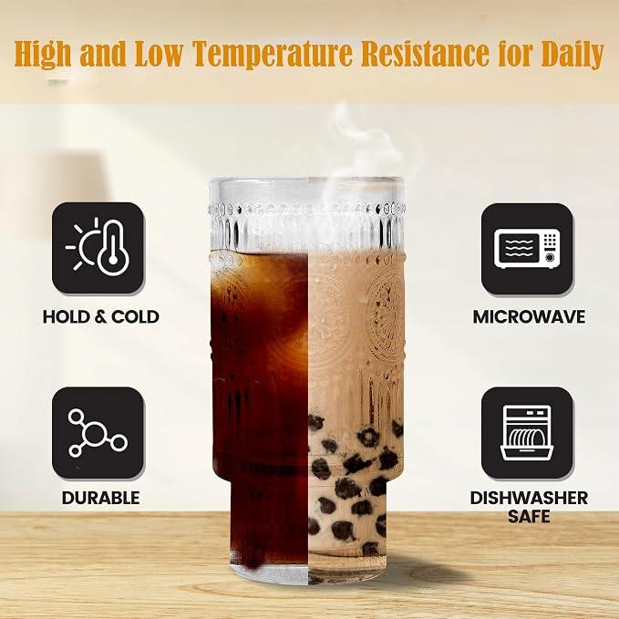 16 oz Ribbed Glass Tumbler