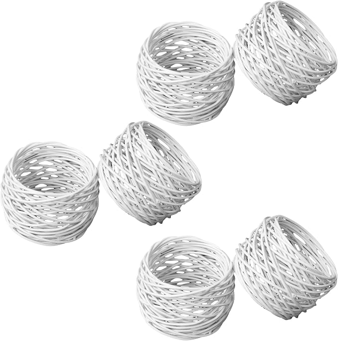 ITOS365 Handmade White Round Mesh Napkin Rings Holder