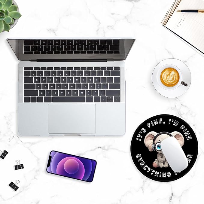 ITNRSIIET Round Mouse Pad with Stitched Edge Premium-Textured Waterproof