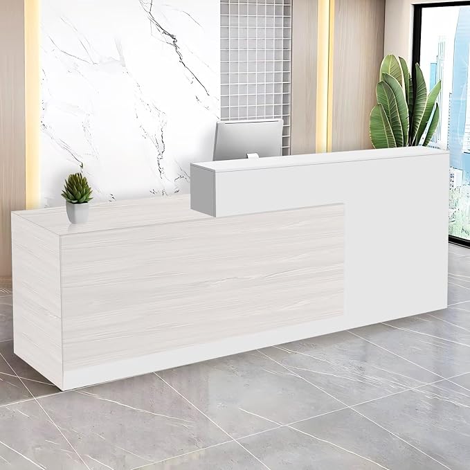 Reception Desk with Counter Modern Checkout Counter with Lockable Drawer