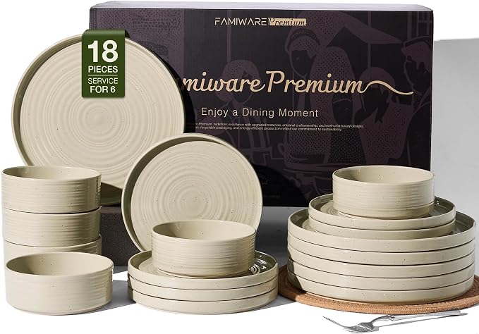 Dinnerware Set for 6, Ceramic Plates & Bowls