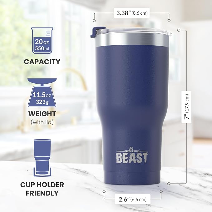 Beast 20 oz Tumbler Stainless Steel Vacuum Insulated Coffee Ice Cup Double Wall