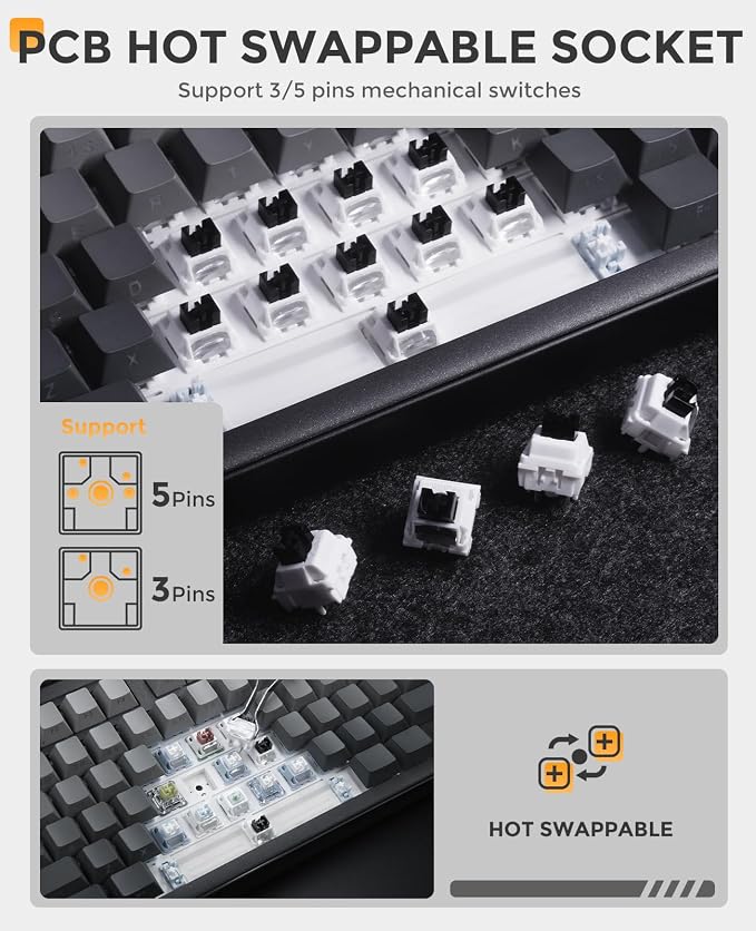 DAREU EK98PRO Wireless Mechanical Keyboard, Gasket Hot Swappable Custom