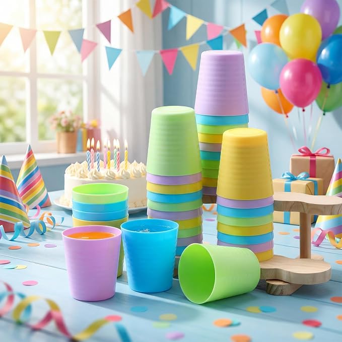 Eccliy 36 Pcs Kids Cups Bulk, 8 oz Plastic Toddler Drinking Cups Unbreakable