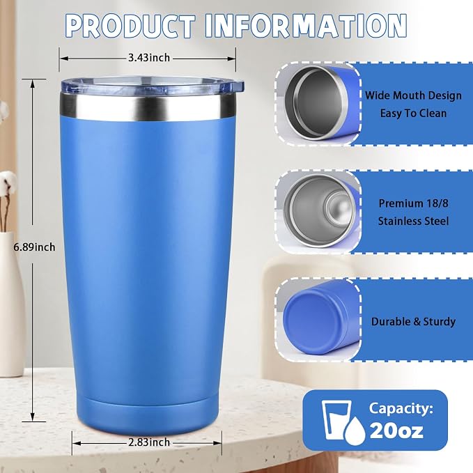 20 oz Tumbler with Lids and Straws, Stainless Steel Insulated Coffee Tumbler