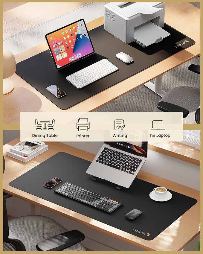 ProtoArc Leather Desk Mat, Large Mouse Pad- 31.5×15.8 inch, Non-Slip PU Leather