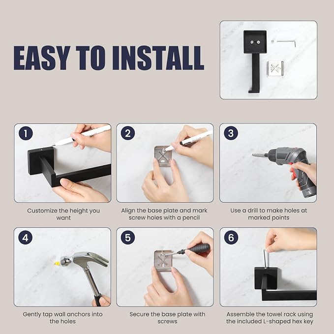 Bathroom Hardware Accessories Set: 5-Pieces Bath Towel Bar Set